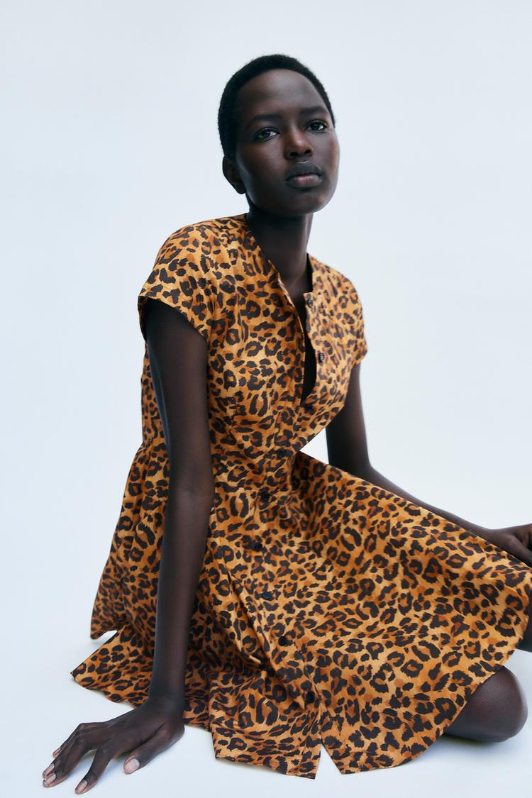 Zara leopard print shirt dress top